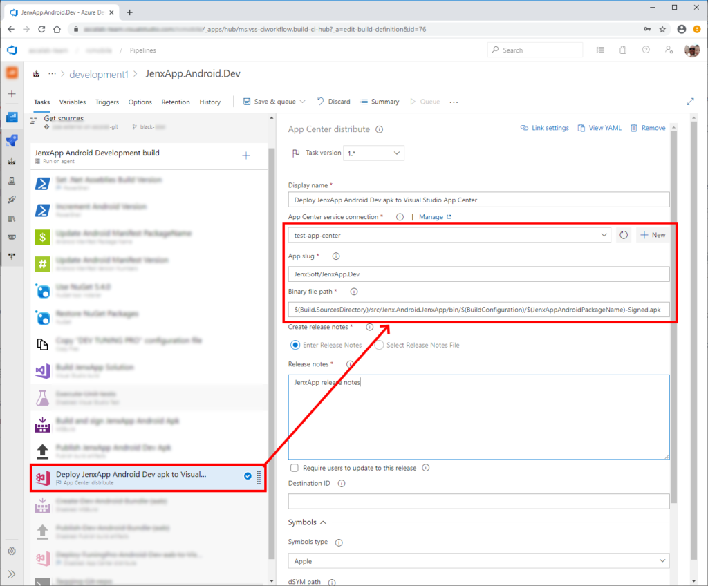 azure devops deploy android app to app center