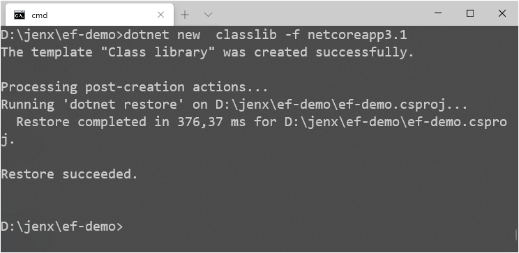 dotnet tool create empty class library project