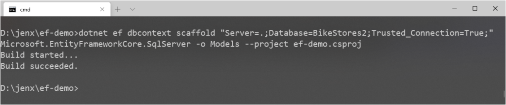 dotnet tool ef scaffold command