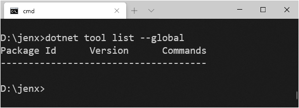 dotnet tool list tool command