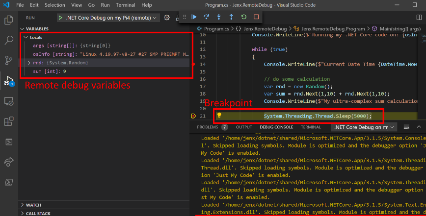 Debugging C# in Visual Studio Code